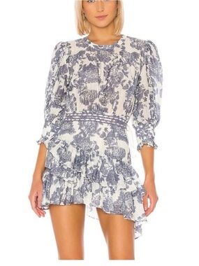LoveShackFancy Lorelei Floral Print Ruffle Mini Dress